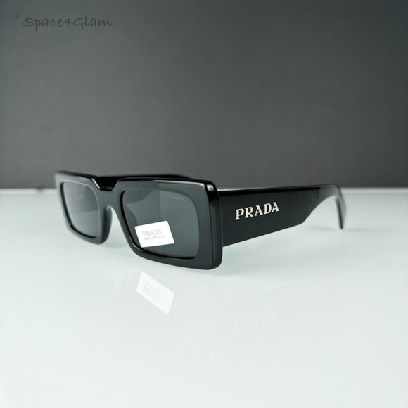 BRAND NEW Prada PRA07S 1AB5S0 Black Grey Cat Eye Rectangle Sunglasses PR A07S - Picture 4 of 6